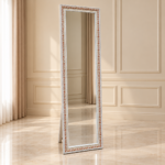 Ornate full-length standing mirror with decorative frame